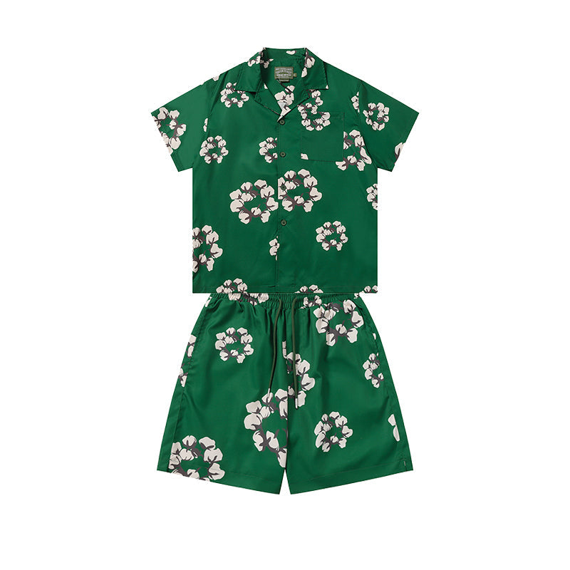 Denim Tears T shirt & Shorts 2 Piece Set Button cardigan woven