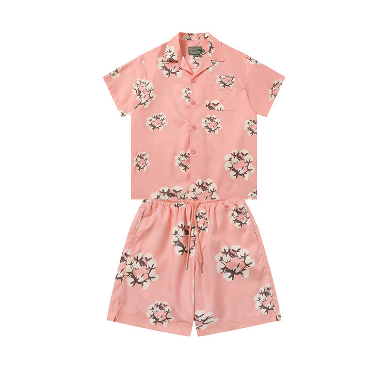 Denim Tears T shirt & Shorts 2 Piece Set Button cardigan woven